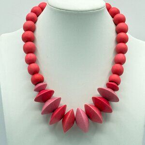 Melon and Pink Wood Necklace
